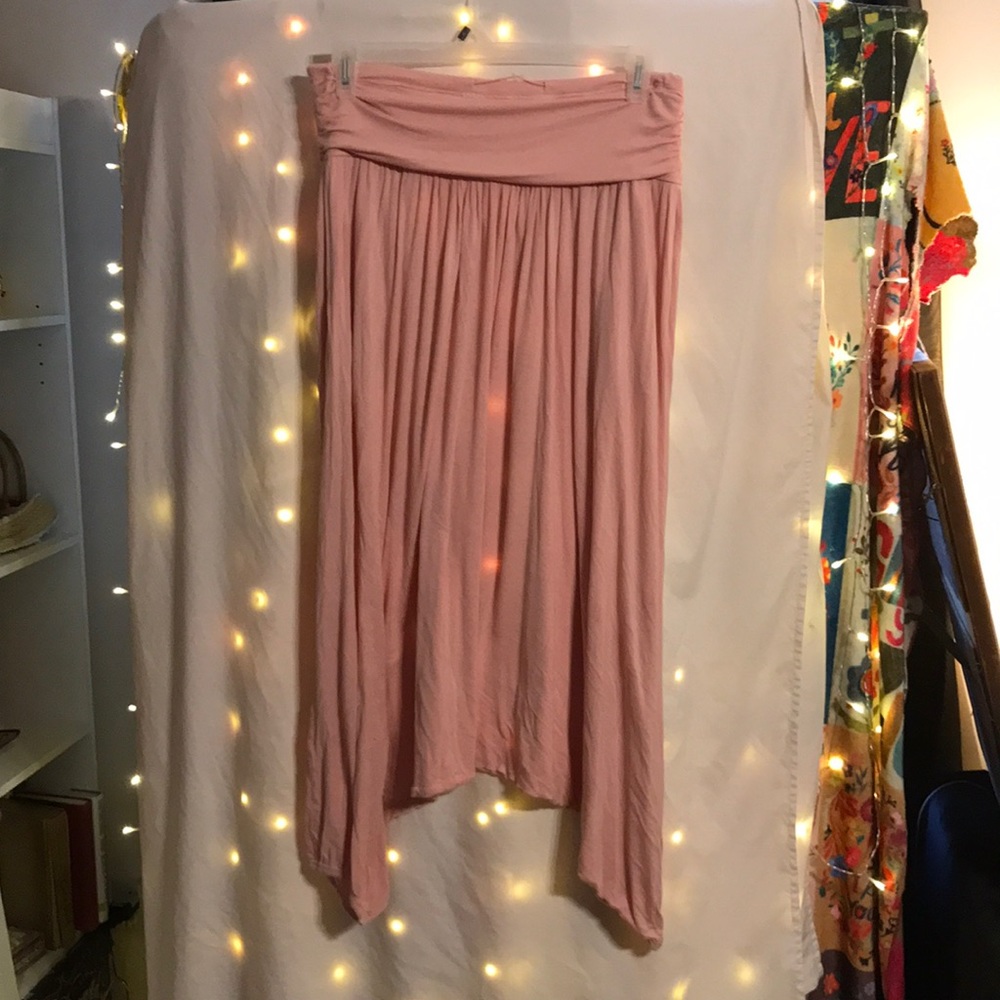 Free People Dusty Pink Asymmetric Maxi Skirt